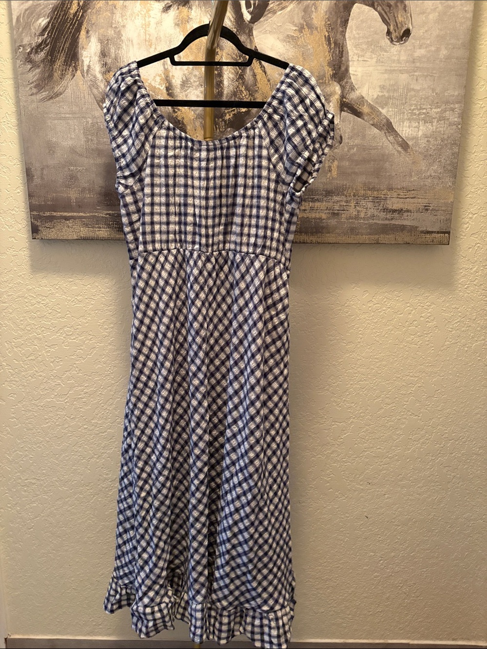 Universal Thread Blue and White Gingham Midi Dress - Picture 3 of 4